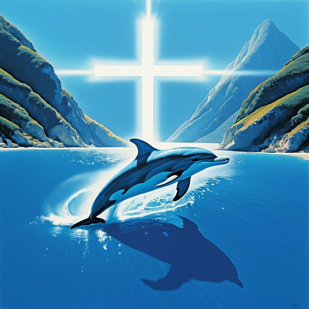 Vibrant Dolphin in Coastal Art Scene