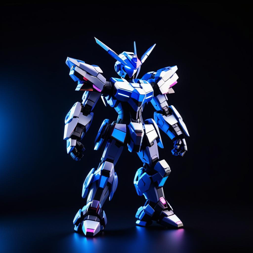 Dynamic Pixel-Art Anime Robot Toy