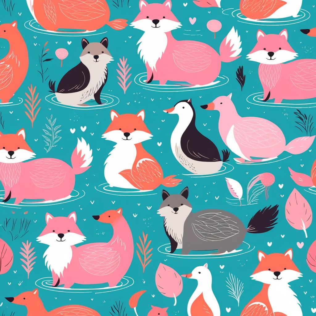 Whimsical Illustration of Best Animal Friends