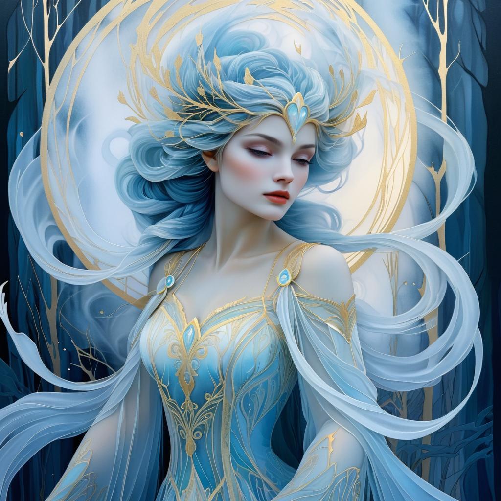 Enchanting Frost Fae in Ethereal Fog