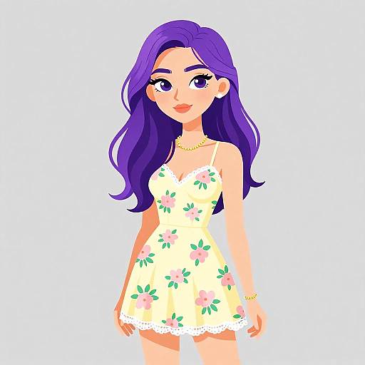 Youthful Woman in Floral Summer Dress