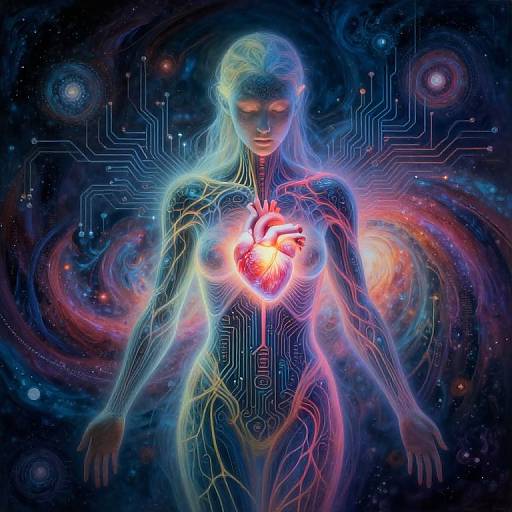 Luminous Heart Amid Psychedelic Fusion