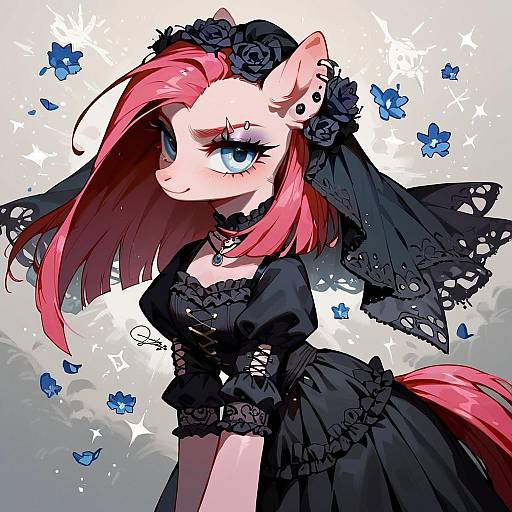 Gothic Pinkie Pie in Detailed Dress