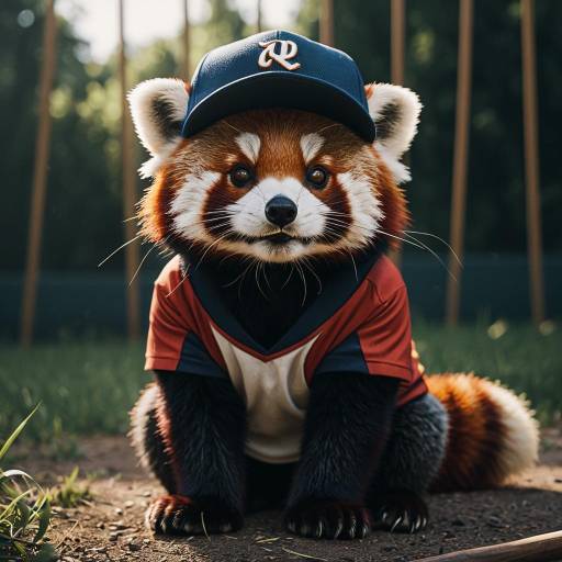 Red Panda in Baseball Cap and Jersey