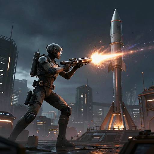 Futuristic Stealth Operative in Action