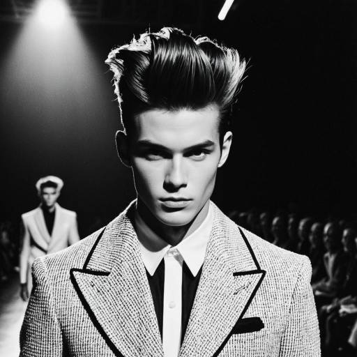 Male Model with Pompadour Hairstyle on Runway