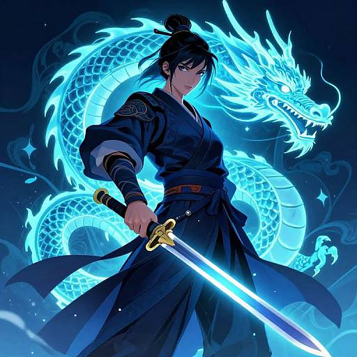 Neon Shaolin Female Warrior Artwork