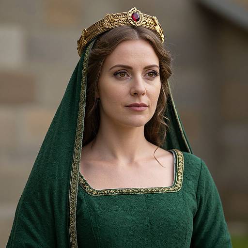 Celtic Medieval Woman in Green Dress