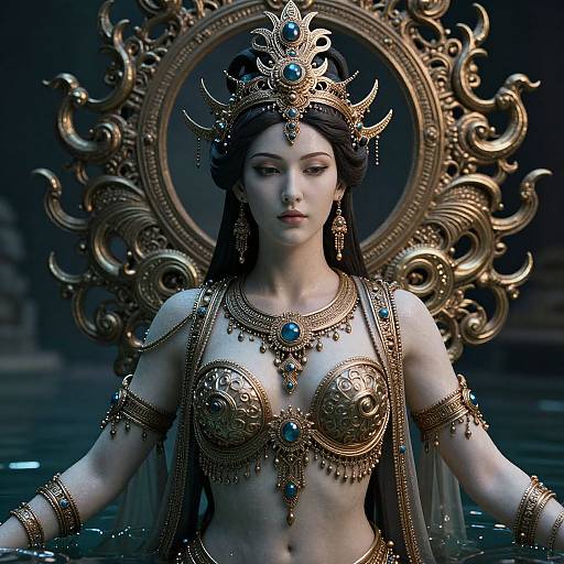 Hyper-Realistic Underwater Ornate Statue