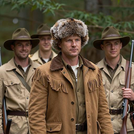 Four Men in a Forest Setting