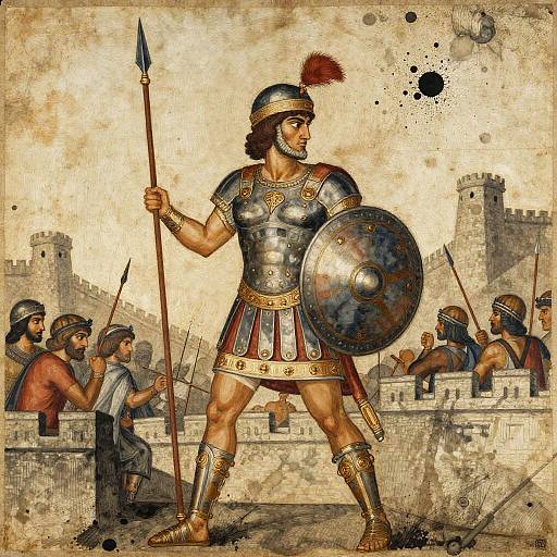 Byzantine Style Amazon Warrior on Troy Ramparts