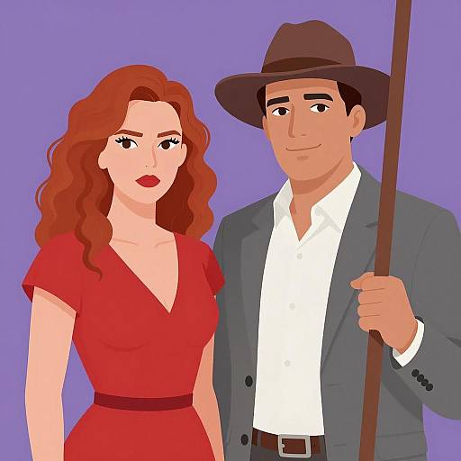 Serious Couple with Bold Background