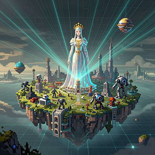 Pixel Art Cyberspace Island Masterpiece