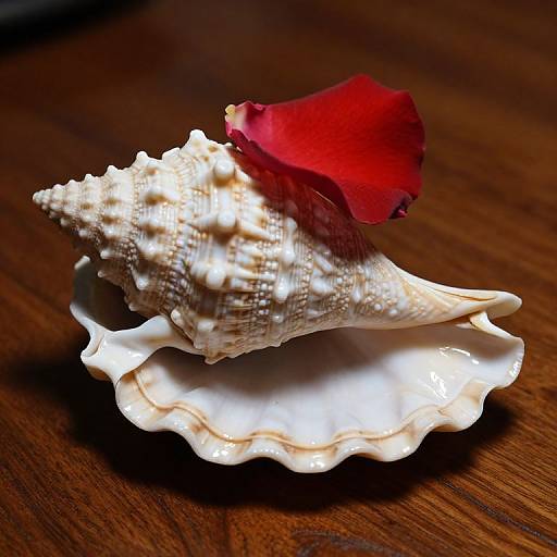 Intricate Seashell Carving with Rose