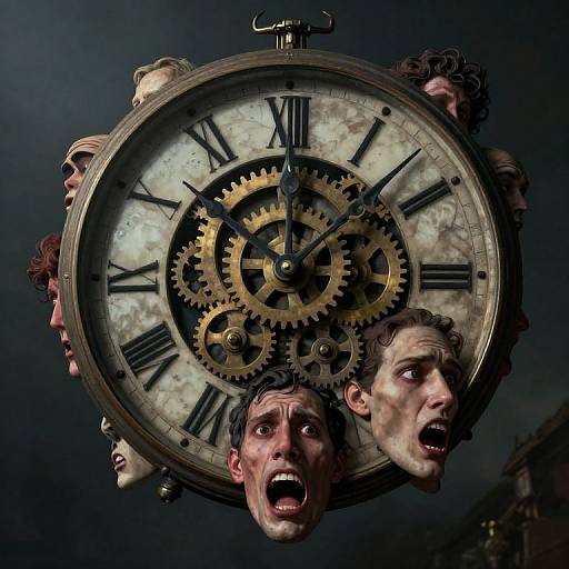 Surreal Clock of Distorted Faces