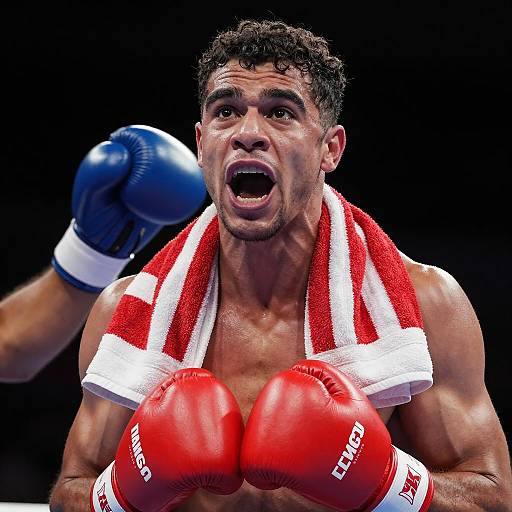 Intense Male Boxer in Action Shot