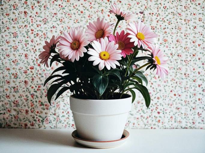 Charming Pink and White Flower Wallpaper