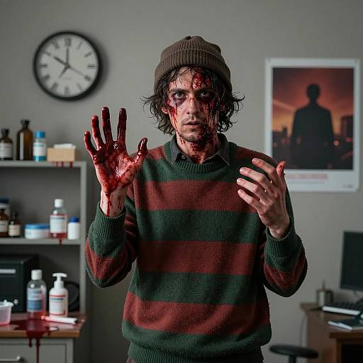 Dramatic Scene with Bloody Office Setting