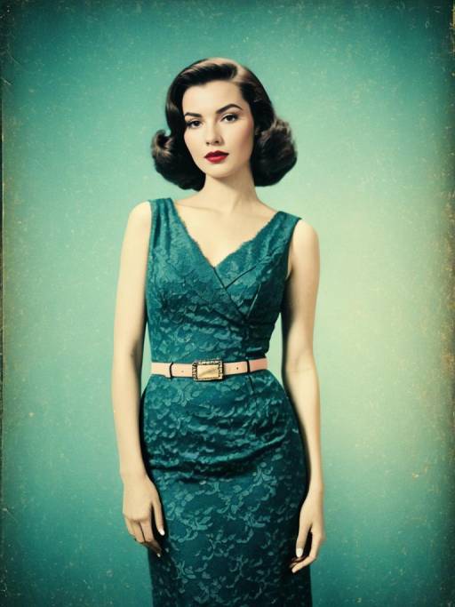 Elegant Woman in Vintage Style Dress