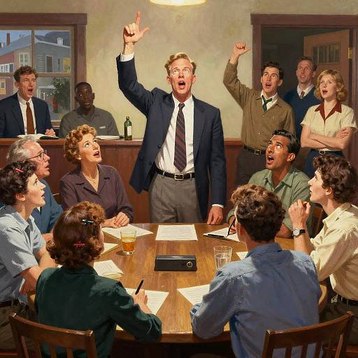 Norman Rockwell Style Town Hall Meeting