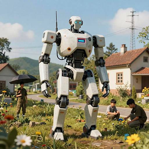 Mecha Robot Walkers in Natural Landscape