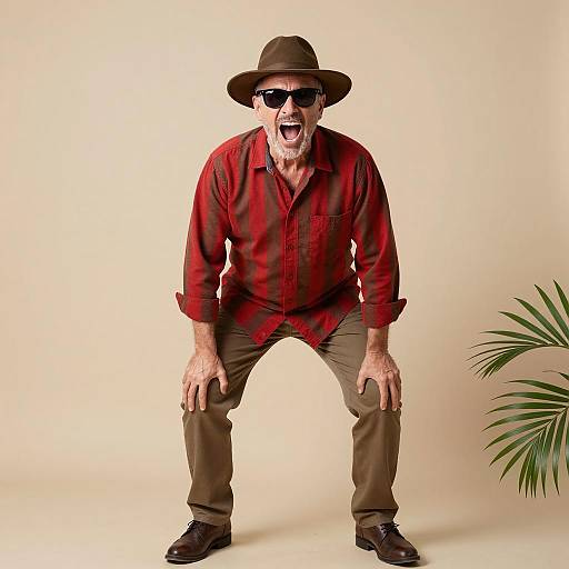 Vibrant Overhead View of Shouting Man