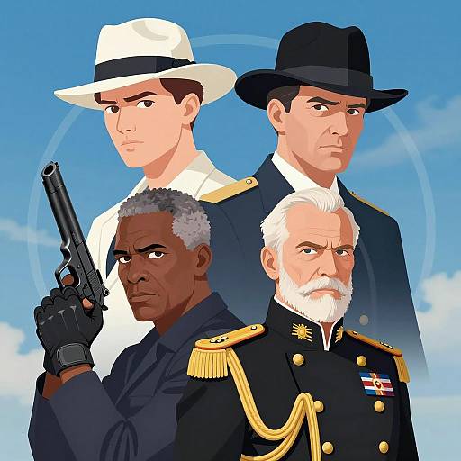 Dramatic Poster of Four Men Under Sky