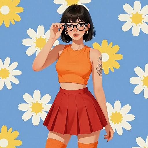 Stylish Young Woman Digital Illustration