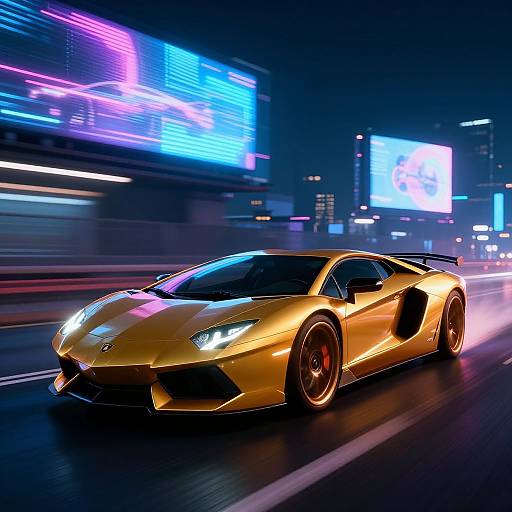 Gold Neon Lamborghini Cyberpunk Cruise