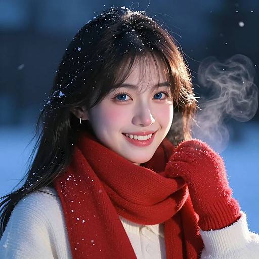Cinematic Winter Portrait with Red Scarf