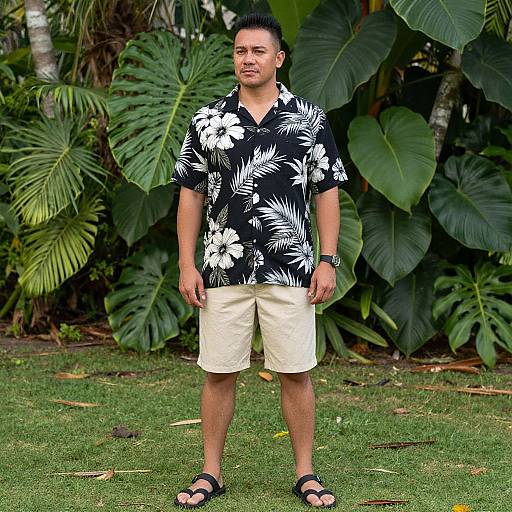 Man in Simple Hawaiian Outfit