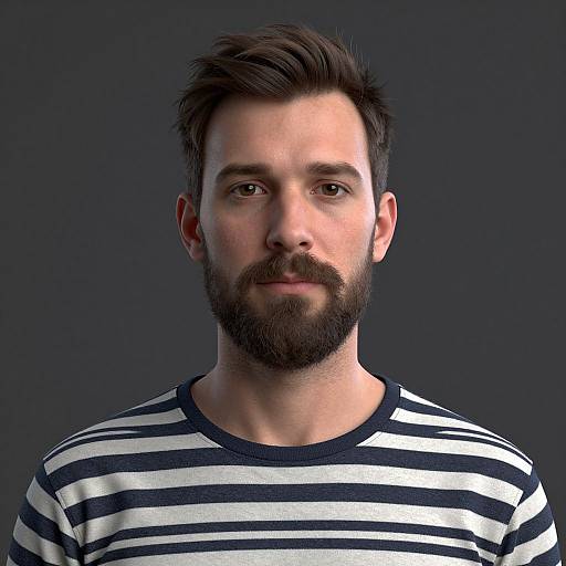 Bearded Man in Striped Shirt Portrait