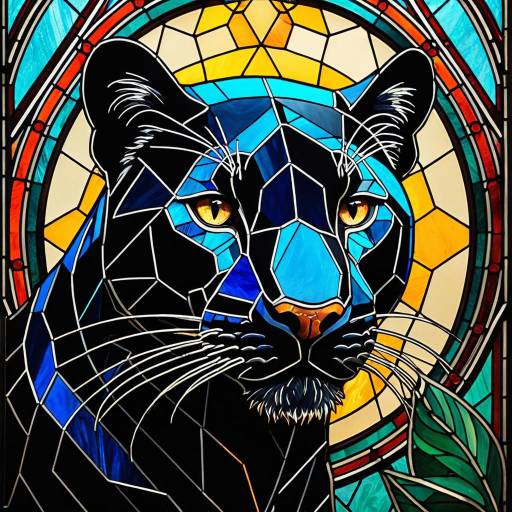 Geometric Stained Glass Panther