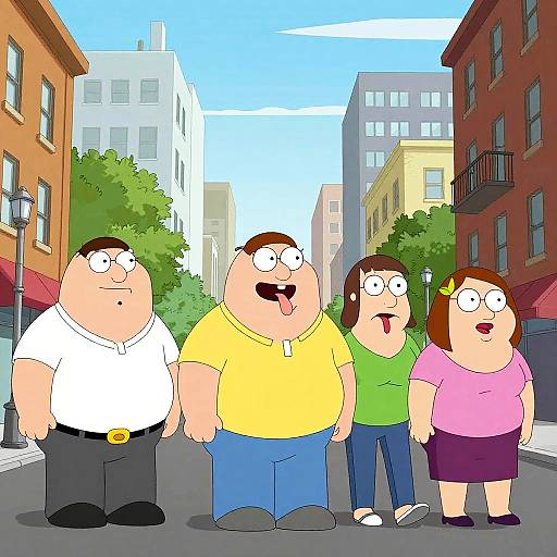 Family Guy Style Cartoon Cityscape