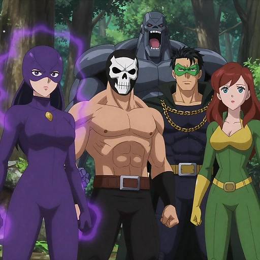 Epic Anime Superheroes in a Forest