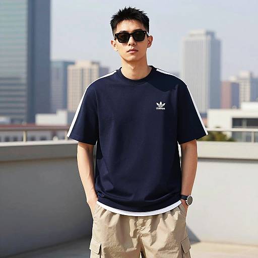 Man in Sportswear with City Skyline