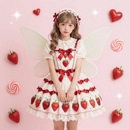 Strawberry Fairy in Ribboned Lolita Dress