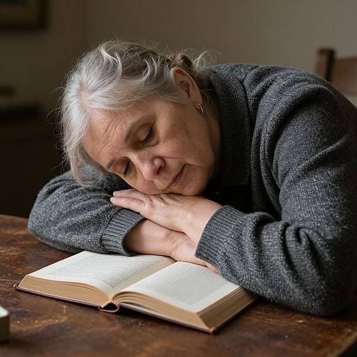 Elderly Woman Dozing with Book