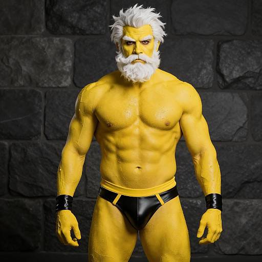 Muscular Humanoid Character in Yellow Body Paint