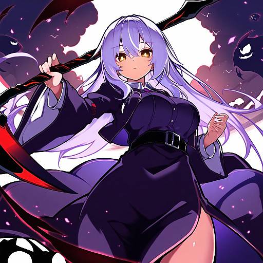 Illustration of Grim reaper, original in the style of Gin (shioyude)