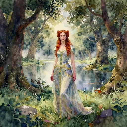 Watercolor Morgana in Misty Glade