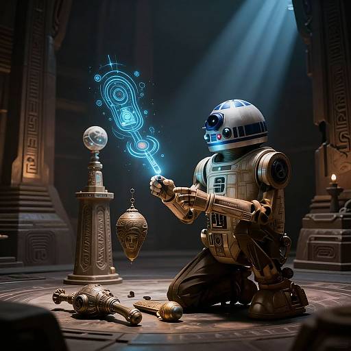 Serene Droid Repairing Jedi Artifacts
