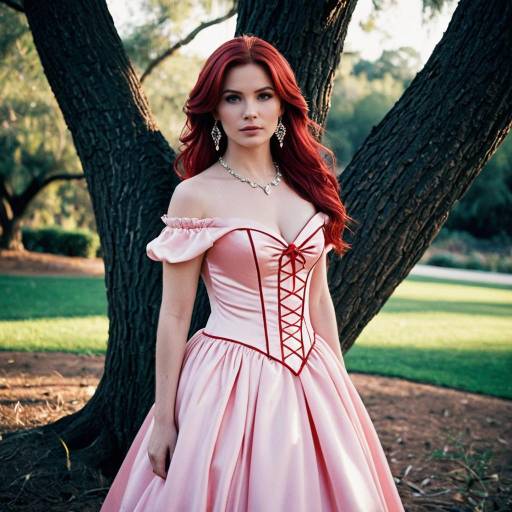Woman in pink off-shoulder dress outdoors