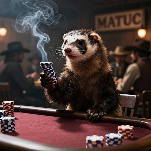 Noir Ferret Gambler in Frontier Saloon