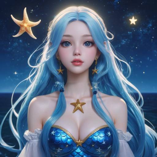 Enchanting Mermaid Girl with Blue Hair