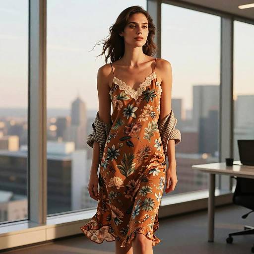 Confident Female Entrepreneur in Boho-Chic Fashion