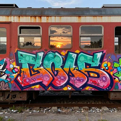 Colorful 3D Graffiti on Train Car