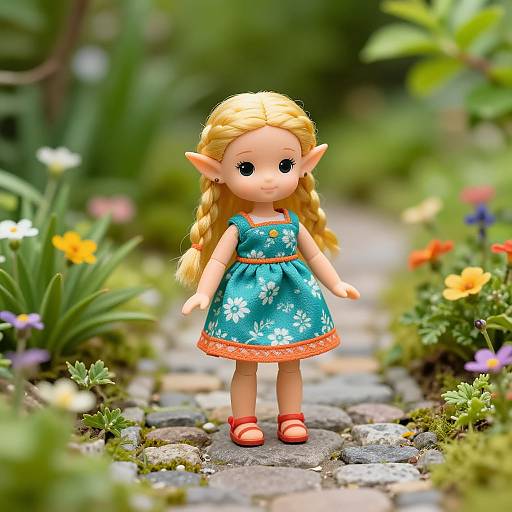 Petite Elf Doll in Garden Path