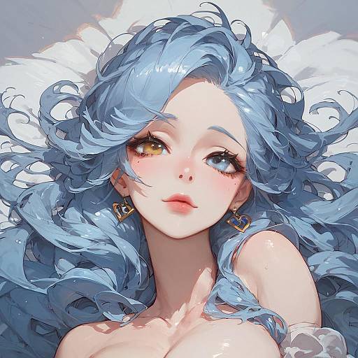 Anime Girl with Heterochromia and Blue Hair