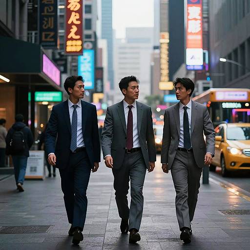Cyberpunk Men Walking Urban Street